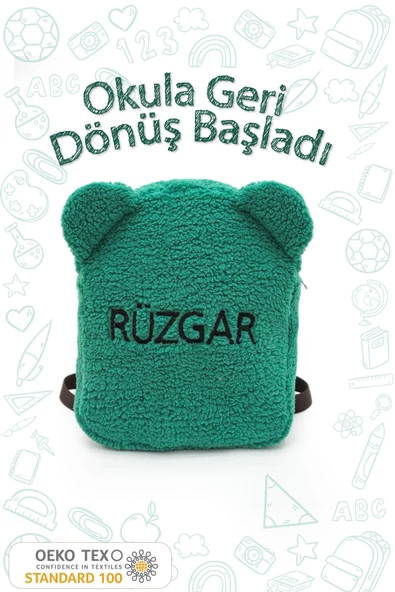 MORDESİGN Çocuk Sırt Çantası: Kreş/Anasınıfı İçin Teddy Kumaş Çanta, (İSTEDİĞİNİZ İSME ÖZEL) Morteddy Serisi