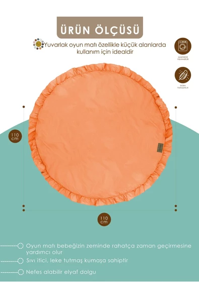MORDESİGN Bebek/Çocuk Oyun Halısı, Yenidoğan Emekleme Pedi, Aktivite Matı, Çok Amaçlı Minder, Kampçı Serisi - 2