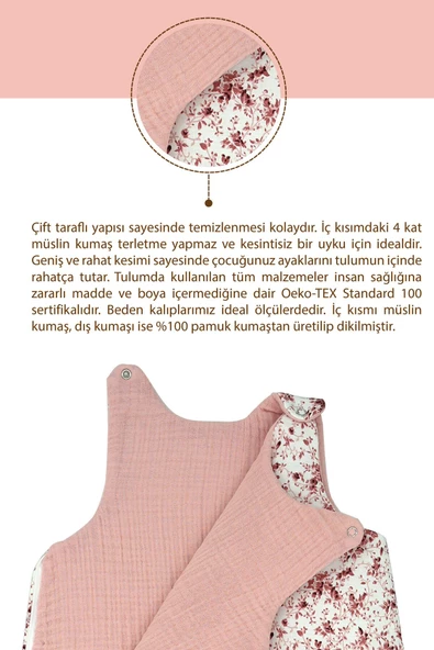 MORDESİGN Bebek Uyku Tulumu, Yenidoğan Müslin Kundak, %100 Pamuk Kumaş, Giyilebilir Battaniye, Sleeper Seri - 4