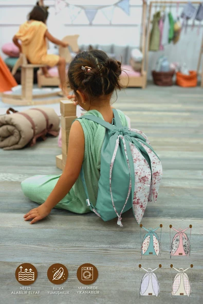 MORDESİGN Tavşan Çocuk Sırt Çantası: Kreş/Anasınıfı İçin Pamuk Kumaş Çanta, Sevimli Bunny Bag - 4