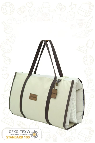 MORDESİGN Çocuk için Taşınabilir Yatak Seti, Kreş Yatak Seti, Kanvas Çantalı Yatak Set, Travel Serisi