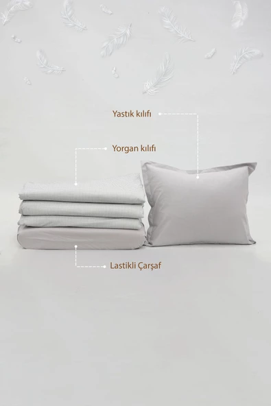 MORDESİGN Bebek Nevresim Seti, %100 Pamuk Kumaş Çift Taraflı, Çocuk Nevresim Takımı, Gingham Serisi - 3