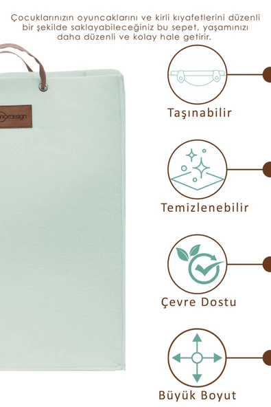 MORDESİGN Keçe Çocuk Oyuncak/Kirli Çamaşır Depolama Sepeti, Çok Amaçlı Saklama Sepeti, Kırık Beyaz - 2