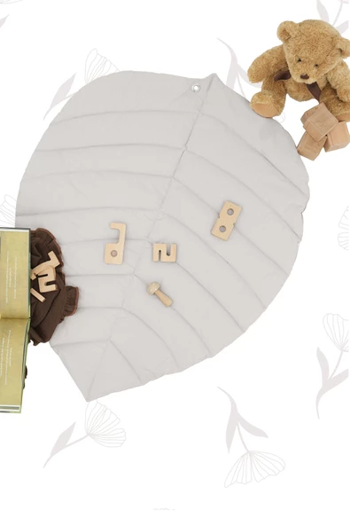 MORDESİGN Bebek Oyun Alanı, Tavşan Bebek Aktivite Matı, Yaprak Tasarım Oyun Matı, Baby Gym Serisi, Gri - 3