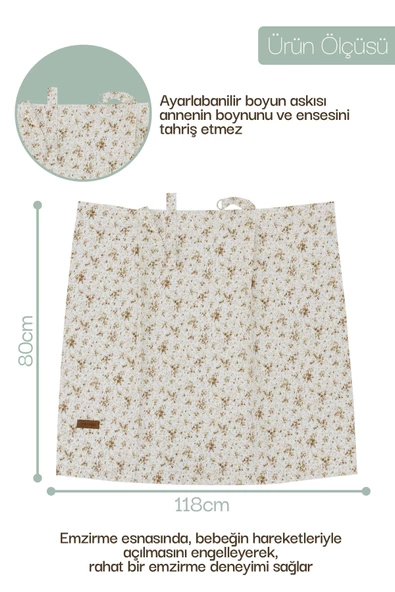 MORDESİGN Çok Amaçlı Bebek Emzirme Örtüsü/Önlüğü; Puset, Bebek arabası örtüsü, Extra Büyük, Çıtır Seri, Kahve - 4