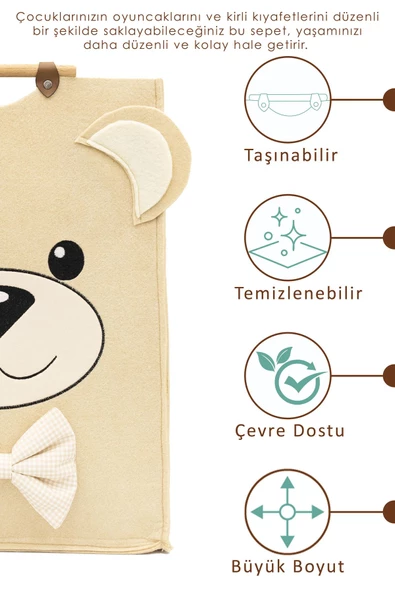 MORDESİGN Morbear Serisi, Keçe Çocuk Oyuncak/Kirli Çamaşır Depolama Sepeti, Çok Amaçlı Saklama Sepeti - 3