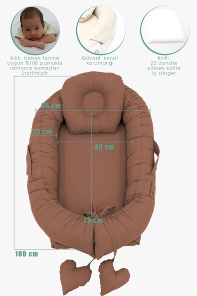 MORDESİGN Babynest Ortopedik Bebek Yatağı, Anne Yanı Bebek Yatağı, Ergonomik Tasarım, Morremix Serisi - 5