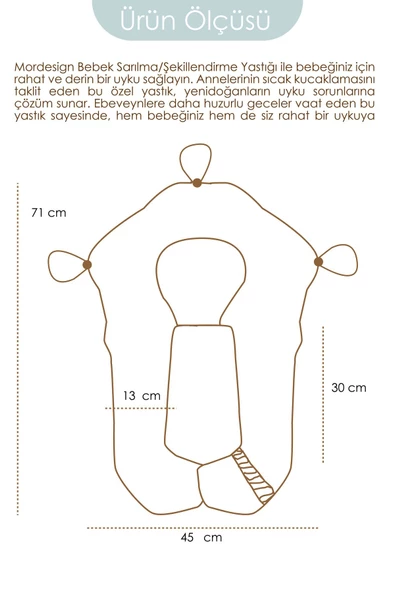 MORDESİGN Moresleep 2'si 1 arada Bebek Sarılma ve Şekillendirme Yastığı, Düz Kafa Yastığı,Pamuklu,Uyku Yastığı - 2