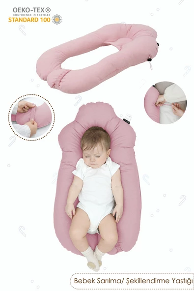 MORDESİGN 2'si 1 arada Bebek Sarılma ve Şekillendirme Yastığı, Düz Kafa Yastığı,Pamuklu,Uyku Yastığı