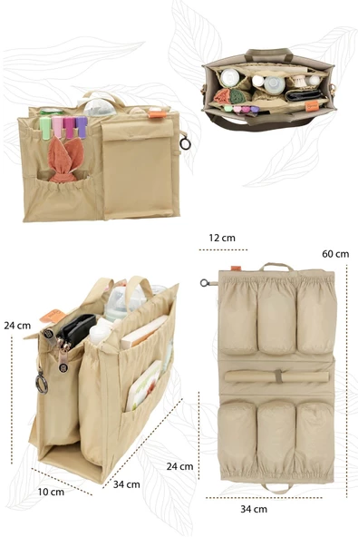 MORDESİGN Bebek Bakım Çanta Organizeri, 12 Cepli Çok Amaçlı Düzenleyici, Bag Organizer Serisi, Medium - 4