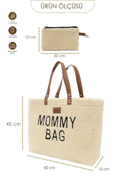 MORDESİGN Mommy Bag,Anne Bebek Bakım Çantası,Cüzdan Hediyeli, XL Büyük Boy,Kadın Çantası,Morteddy Serisi - 2