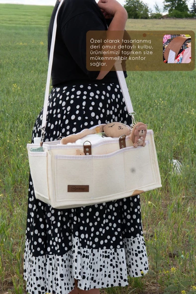 MORDESİGN Xl Büyük Boy Çok Amaçlı Kalın Keçe Anne Bebek Bakım Çantası, Dolap Içi Organizer, Scotch Serisi - 4