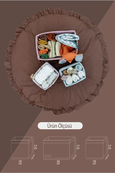 MORDESİGN 3'lü Çekmece İçi Dolap Çamaşır Düzenleyici, Çocuk Odası Katlanabilir Saklama Kutusu Seti, Organizer - 6