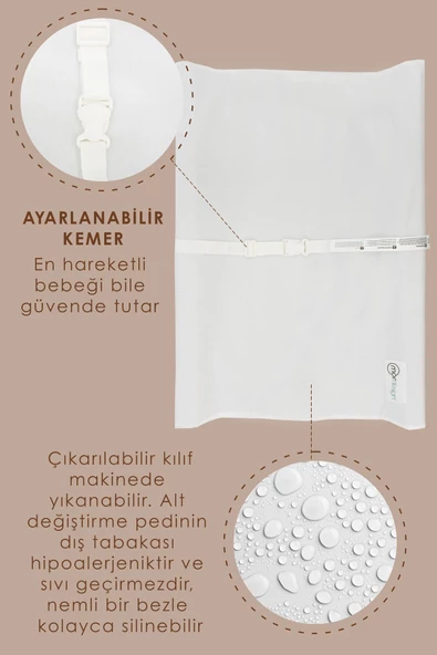MORDESİGN Bebek Alt Açma Minderi, Alt Değiştirme Pedi, Ek Konturlu, Ayarlanabilir Kemer, Aşkabat Serisi, - 4