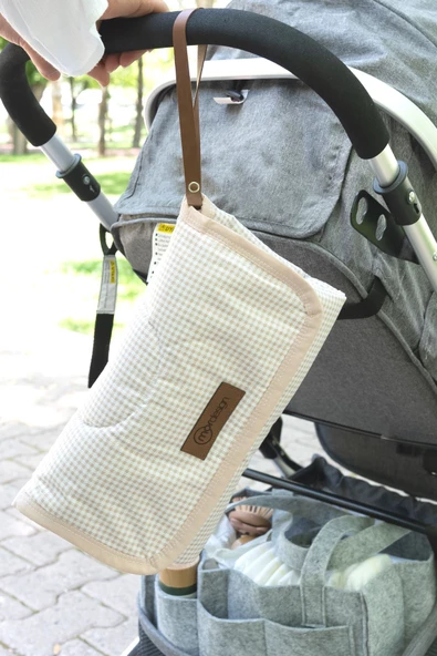 MORDESİGN Bebek Çanta Alt Açma Minderi, Alt Değiştirme Pedi, Taşınabilir Bakım Çantası, Clutch Seri,kahverengi - 3