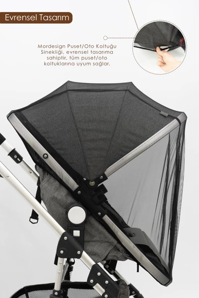 MORDESİGN Bebek Arabası Sinekliği/cibinliği, Sahra Serisi, Siyah (tüm Bebek Arabaları Ile Uyumludur) - 4