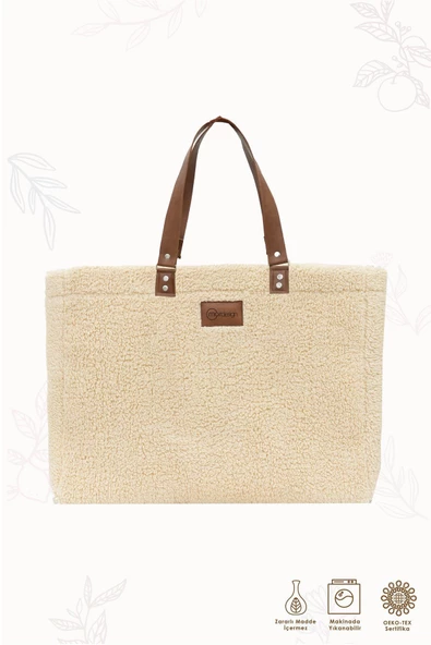 MORDESİGN Teddy Bag, Anne Bebek Bakım Çantası, Cüzdan Hediyeli, XL Büyük Boy, Kadın Çantası, Morteddy Serisi - 2