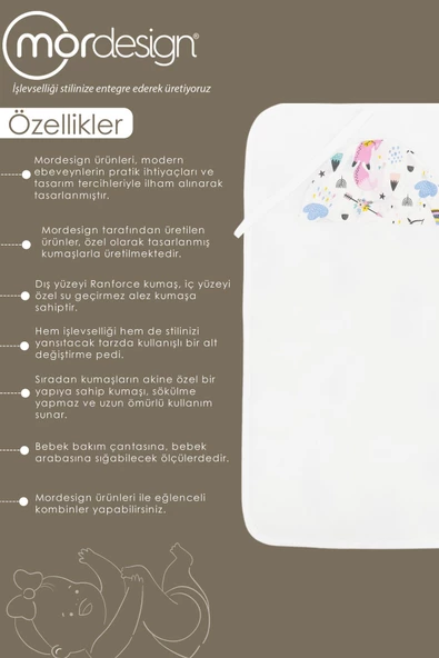 MORDESİGN Bebek Çanta Alt Açma Minderi  Alt Değiştirme Pedi  Taşınabilir Bakım Örtüsü Care Tilki Serisi - 4