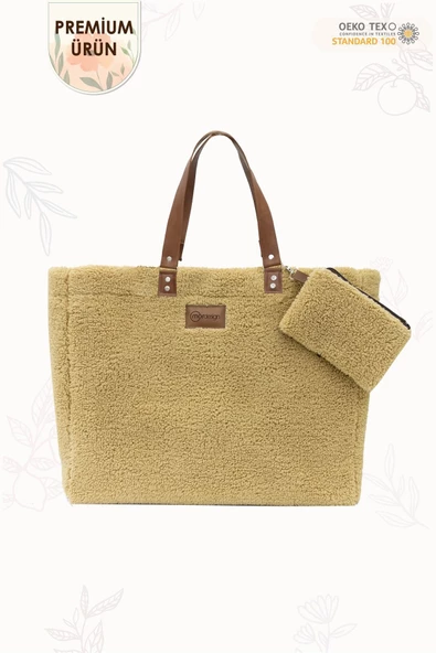 MORDESİGN Teddy Bag,Anne Bebek Bakım Çantası, Cüzdan Hediyeli, XL Büyük Boy, Kadın Çantası, Morteddy Serisi