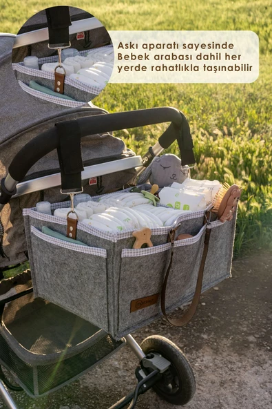 MORDESİGN Xl Büyük Boy, Çok Amaçlı Kalın Keçe Anne Bebek Bakım Çantası, Dolap Içi Organizer, Scotch Serisi - 3