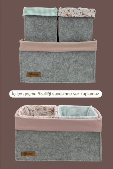 MORDESİGN 3'lü Çekmece İçi Dolap Çamaşır Düzenleyici, Çocuk Odası Katlanabilir Saklama Kutusu Seti, Organizer - 2