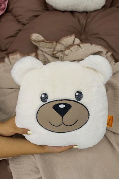 MORDESİGN Peluş Ayı Yastık, Sevimli Ayı Nakışlı Kırlent, Peluş Ayı Oyuncak, Bebek Yastık, Morbear Serisi - 5