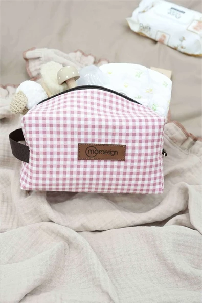 MORDESİGN Bebek Bakım Çantası Organizeri, Islak/Kuru, Kirli/Temiz Çamaşır, Bebek Bezi Çantası, Gingham Serisi - 3