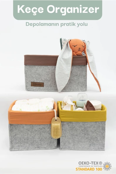 MORDESİGN 3'lü Çekmece İçi Dolap Çamaşır Düzenleyici, Çocuk Odası Katlanabilir Saklama Kutusu Seti, Organizer