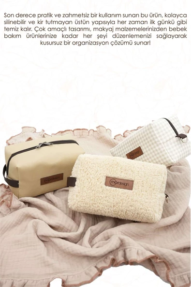 MORDESİGN Bebek Bakım Çantası Organizeri, Islak/Kuru, Kirli/Temiz Çamaşır, Bebek Bezi Çantası, Gingham Serisi - 3