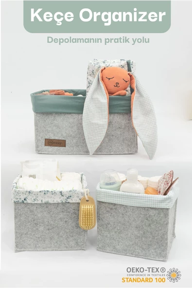 MORDESİGN 3'lü Çekmece İçi Dolap Çamaşır Düzenleyici, Çocuk Odası Katlanabilir Saklama Kutusu Seti, Organizer