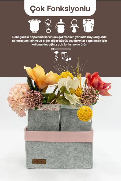 MORDESİGN 3'lü Çekmece İçi Dolap Çamaşır Düzenleyici, Çocuk Odası Katlanabilir Saklama Kutusu Seti, Organizer - 3