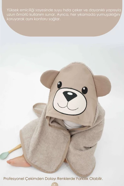 MORDESİGN Morbear Serisi Bebek Havlu/Kese Seti, Nakışlı Bebek Havlu Kundak, Pamuklu Yumuşacık Yenidoğan Havlu - 5