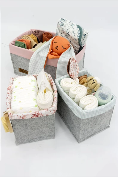 MORDESİGN 3'lü Çekmece İçi Dolap Çamaşır Düzenleyici, Çocuk Odası Katlanabilir Saklama Kutusu Seti, Organizer - 5