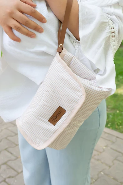 MORDESİGN Bebek Çanta Alt Açma Minderi, Alt Değiştirme Pedi, Taşınabilir Bakım Çantası, Clutch Seri,kahverengi - 5