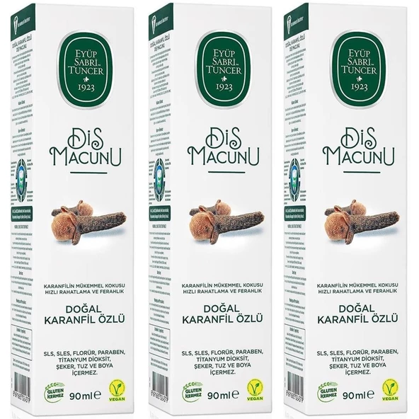 Eyüp Sabri Tuncer Doğal Karanfil Özlü Florürsüz Diş Macunu 90 ml 3 ADET ürün görseli 1