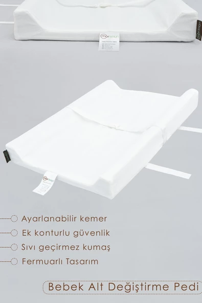 MORDESİGN Bebek Alt Açma Minderi, Alt Değiştirme Pedi, Ek Konturlu, Ayarlanabilir Kemer, Aşkabat Serisi,