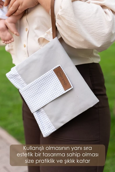 MORDESİGN Bebek Alt Açma Bakım Çantası, Anne Bebek Organizeri, Yıkanabilir, Kir Tutmaz, Junior Serisi, Gri - 3