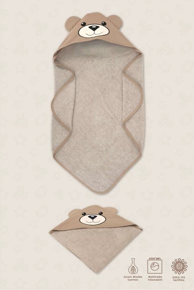 MORDESİGN Morbear Serisi Bebek Havlu/Kese Seti, Nakışlı Bebek Havlu Kundak, Pamuklu Yumuşacık Yenidoğan Havlu - 4