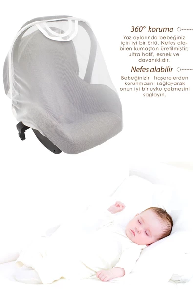 MORDESİGN Bebek Lüx Puset/Oto Koltuk Sinekliği, Sahra Serisi, Beyaz(TÜM BEBEK PUSET/OTO KOLTUĞU İLE UYUMLUDUR) - 3