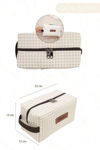 MORDESİGN Bebek Bakım Çantası Organizeri, Islak/Kuru, Kirli/Temiz Çamaşır, Bebek Bezi Çantası, Gingham Serisi - 2
