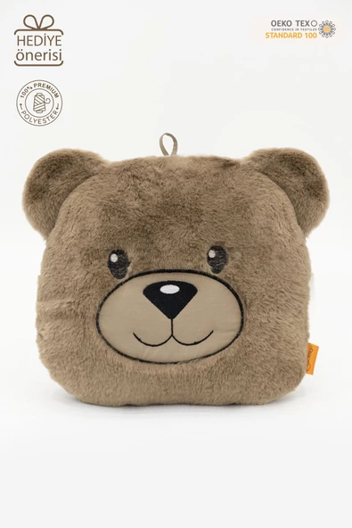 MORDESİGN Peluş Ayı Yastık, Sevimli Ayı Nakışlı Kırlent, Peluş Ayı Oyuncak, Bebek Yastık, Morbear Serisi