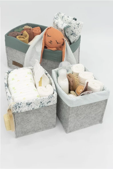 MORDESİGN 3'lü Çekmece İçi Dolap Çamaşır Düzenleyici, Çocuk Odası Katlanabilir Saklama Kutusu Seti, Organizer - 4