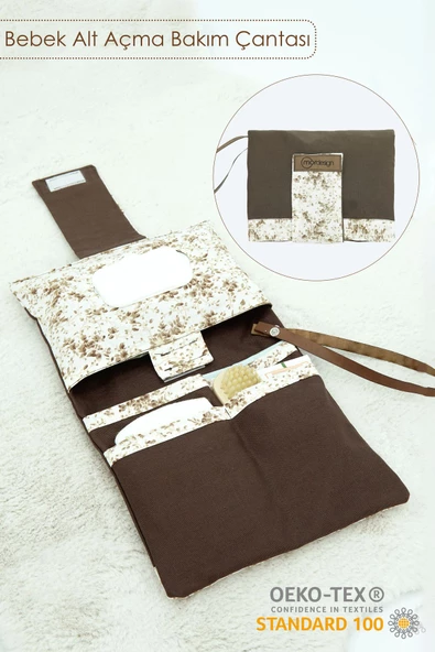 MORDESİGN Bebek Alt Açma Bakım Çantası, Anne Bebek Organizeri, Yıkanabilir, Kir Tutmaz, Junior Serisi, Kahve