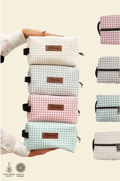 MORDESİGN Bebek Bakım Çantası Organizeri, Islak/Kuru, Kirli/Temiz Çamaşır, Bebek Bezi Çantası, Gingham Serisi - 6