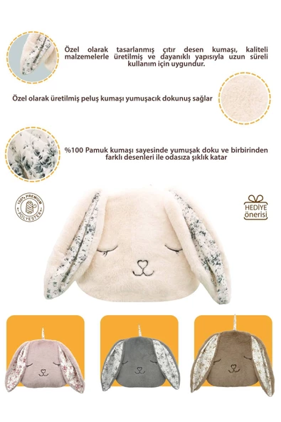 MORDESİGN Peluş Tavşan Yastık, Sevimli Tavşan Nakışlı Kırlent, Peluş Tavşan Oyuncak, Morbunny Seri - 2