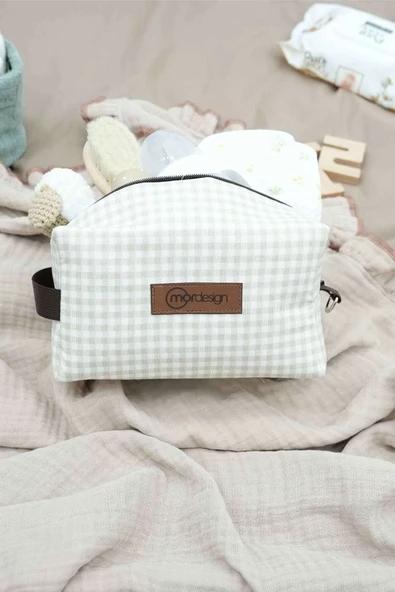 MORDESİGN Bebek Bakım Çantası Organizeri, Islak/Kuru, Kirli/Temiz Çamaşır, Bebek Bezi Çantası, Gingham Serisi - 3