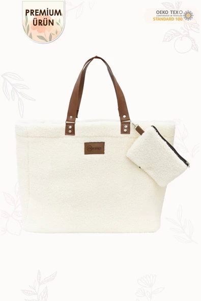 MORDESİGN Teddy Bag,Anne Bebek Bakım Çantası, Cüzdan Hediyeli, XL Büyük Boy, Kadın Çantası, Morteddy Serisi