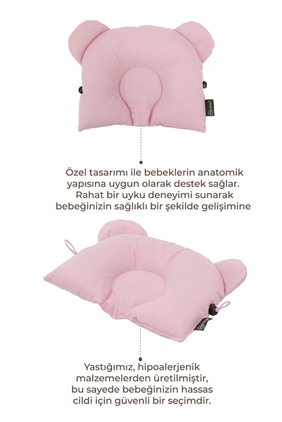 MORDESİGN Ayarlanabilir Bebek Düz Kafa Yastığı, Yenidoğan Baş Yastık, Bebek Uyku Yastığı, Morbear Serisi - 2