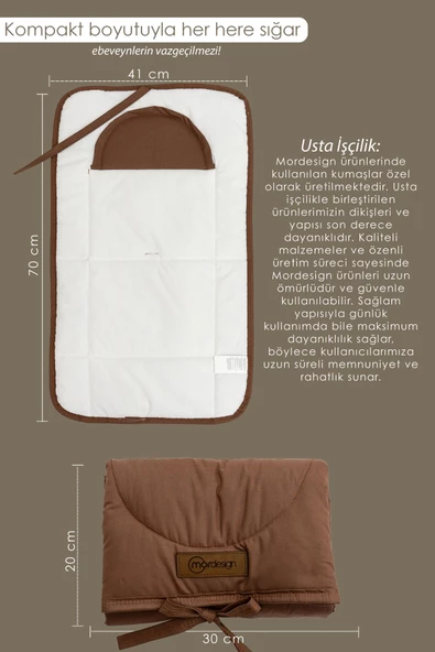 MORDESİGN Bebek Çanta Alt Açma Minderi, Alt Değiştirme Pedi, Taşınabilir Bakım Örtüsü,Morremix Seri,Kahverengi - 4