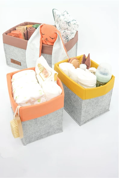 MORDESİGN 3'lü Çekmece İçi Dolap Çamaşır Düzenleyici, Çocuk Odası Katlanabilir Saklama Kutusu Seti, Organizer - 4